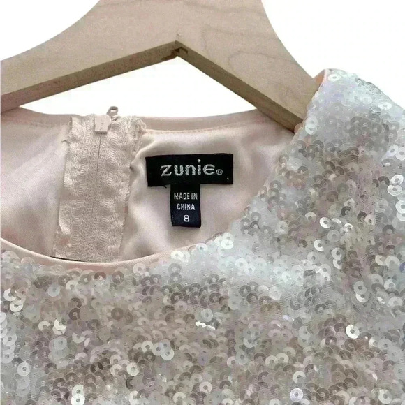 Nordstrom Zunie Girl's Blush Sequin Tulle Butterfly Flare and Fanciful‎ Dress - Picture 8 of 10